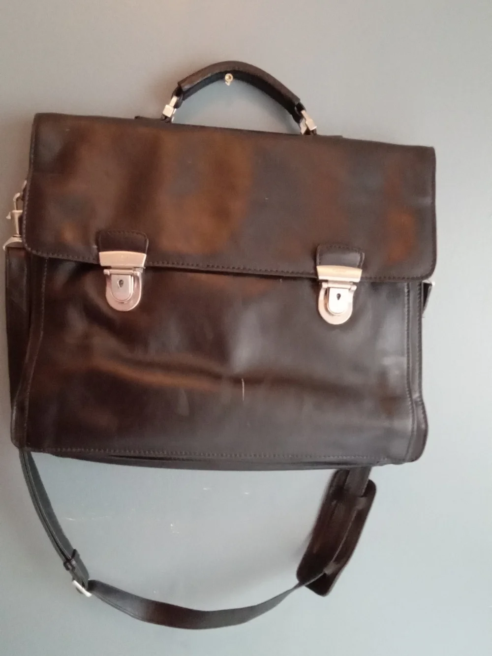 Picard 1928 Black Leather Briefcase Messenger Bag with‎ Shoulder Strap